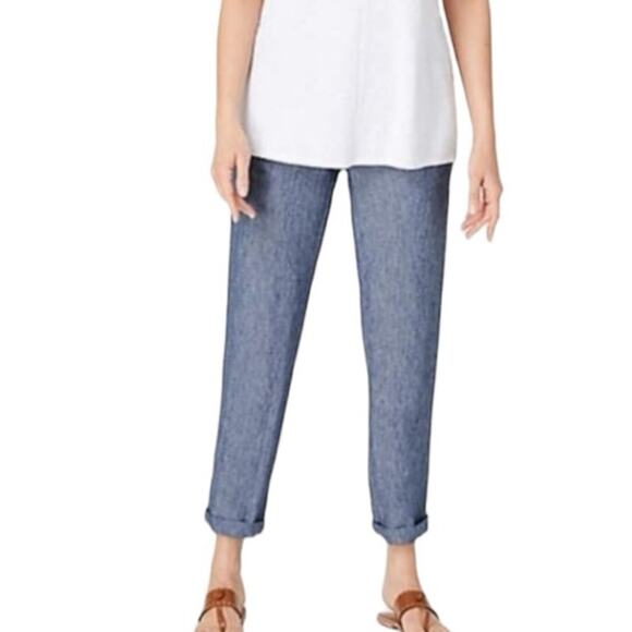 J.Jill Pants Love Linen Tapered Slim Fit Ankle Pull On Blue Women’s Size Small - Picture 1 of 10